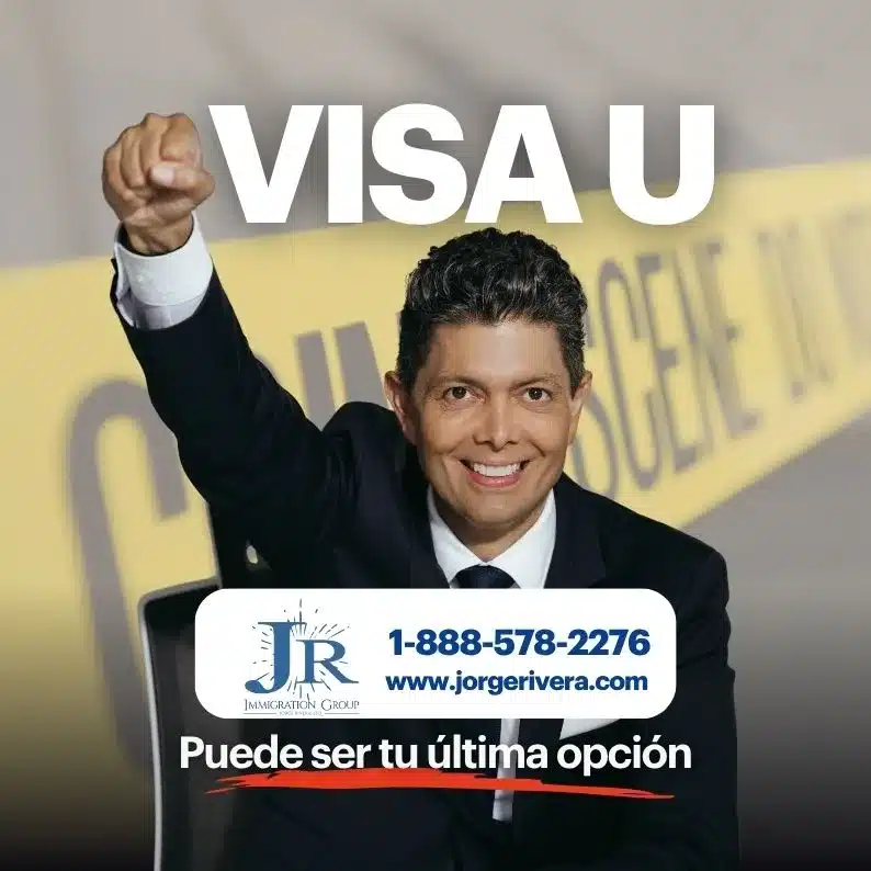 Símbolo de la Visa U sobre bandera de EE. UU. (abogado de inmigración) experto en casos complejos para víctimas de crímenes.
