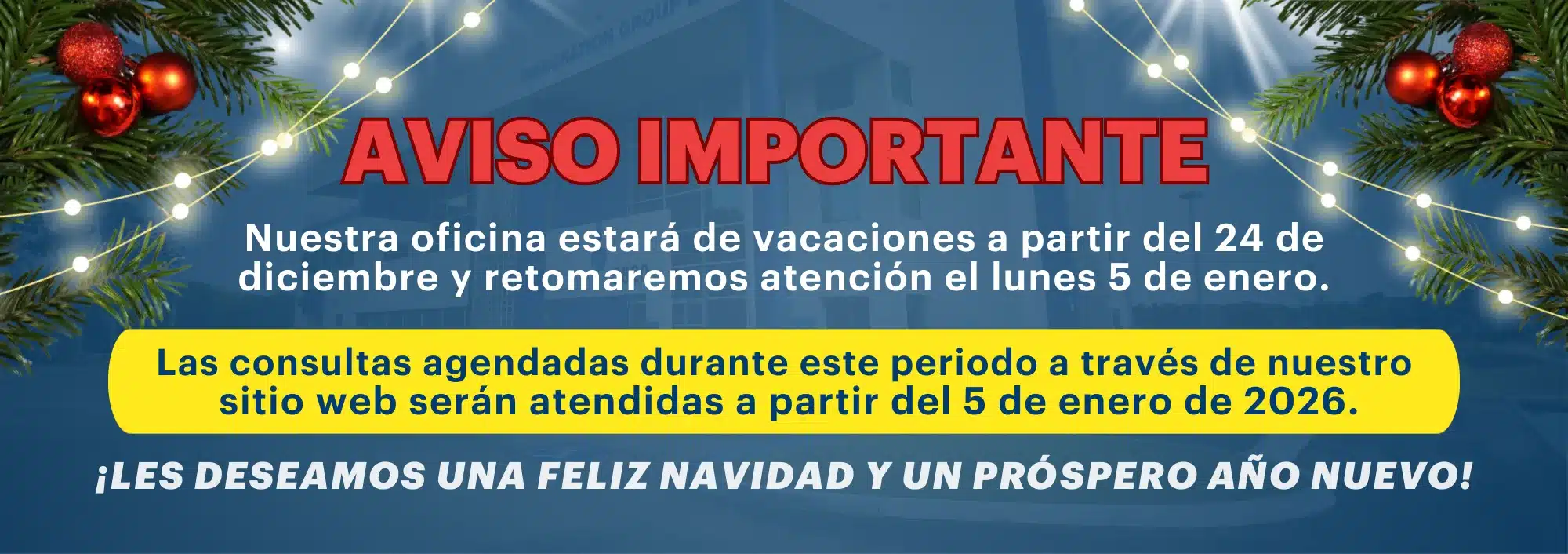 Cierre por vacaciones Firma de abogados Jorge Rivera